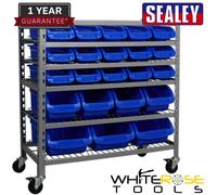 Sealey Mobile Bin Storage System 22 Bins Parts Tote Organiser Garage Workshop