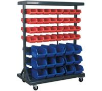 Sealey Mobile Bin Storage System and 94 Bins