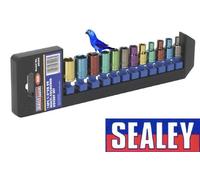 Sealey Multi-Coloured 6 Side Hex Socket Set 12pc 1/4" Drive Metric 4-13mm AK282