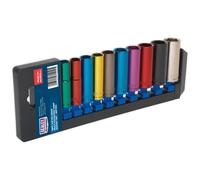 Sealey Multi-coloured Deep Socket Set 10pc 3/8"sq Drive Metric