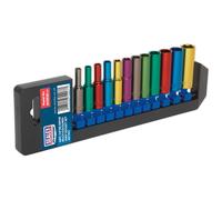 Sealey AK282D Multi-Coloured Socket Set 12Pc 1/4inSq Drive Deep Walldrive® Metric