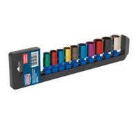 Sealey Socket Set AK285 - Multi-Coloured 10Pc 3/8Sq Drive 6Pt Walldrive Metric