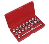 Sealey Oil Drain Plug Key Set 21Pc 3/8"sq Drive Ak6586