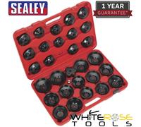 Sealey Oil Filter Cap Wrench Set 30 Piece Car Van Service 3/8" 1/2" Drive