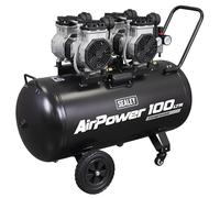 Sealey Oil Free Low Noise Direct Drive Air Compressor, 100L, 2 x 2hp, 19.7cfm, 116psi, 3kW - SAC10001S