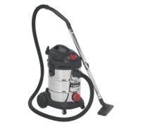 Sealey PC300SDAUTO Industrial Vacuum Cleaner Stainless Steel Drum Auto Start 30L
