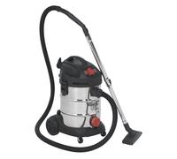 Sealey Industrial Vacuum Cleaner Stainless Steel Drum Auto Start 30L 1400W/230V