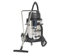 Vacuum Cleaner Industrial Wet & Dry 77L Stainless Steel Drum with Swivel Emptying 2400W