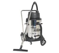 Vacuum Cleaner Industrial Wet & Dry 77L Stainless Steel Drum with Swivel Emptying 2400W