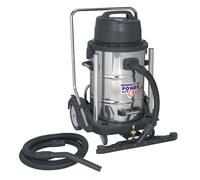 Sealey PC477 Vacuum Cleaner Industrial Wet & Dry 77L Stainless Steel Drum