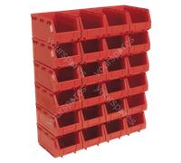 Sealey Plastic Storage Bin 150 x 240 x 130mm, Red - Pack of 24