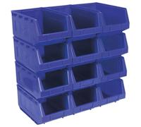Sealey Plastic Storage Bin Tps412B 209 x 356 x 164 mm Blue Pack of 12