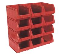Sealey Plastic Storage Bin TPS412R 210 x 355 x 165 mm Red Pack of 12