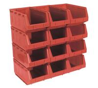 Sealey Plastic Storage Bin 210 X 355 X 165mm - Red Pack Of 12 Tps412R
