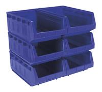 Sealey Plastic Storage Bin 310 X 500 X 190mm - Blue Pack Of 6 Tps56B