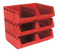 Sealey TPS56R Plastic Storage Bin 310 X 500 X 190Mm - Red Pack Of 6