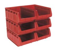 Sealey Plastic Storage Bin 310 x 500 x 190mm - Red Pack of 6 Parts Storage Bins