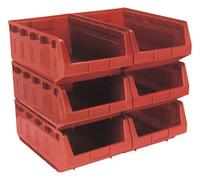 Sealey Plastic Storage Bin 310 X 500 X 190mm - Red Pack Of 6 Tps56R