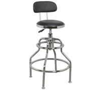 Sealey Workshop Stool SCR14 – Pneumatic Adjustable Height, Swivel Seat & Back Rest