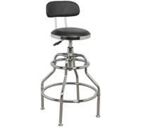 Sealey SCR14 Workshop Stool Pneumatic With Adjustable Height Swivel Seat & Back Rest