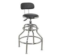 Sealey Workshop Stool SCR14 – Pneumatic Adjustable Height, Swivel Seat & Back Rest