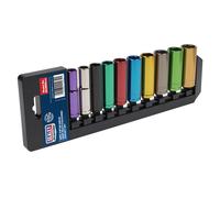 Sealey Deep Socket Set Premier Multi Coloured 3/8" Sq Drive 10pc AK285D