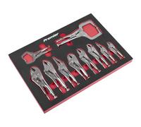 Sealey Premier 10 Piece Locking Pliers Set in Foam Tray Module
