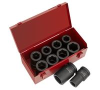 Sealey Impact Socket Set 10Pc Deep 1"sq Drive Metric/imperial Ak689