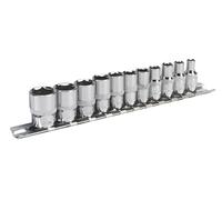 Sealey Premier 11 Piece 6pt Hex 1/4" Sq Dr Imperial AF Socket Set + Rail AK2670