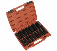Sealey AK5816M 16 Piece 1/2" Square Drive Deep Metric Impact Socket Set 10-32mm