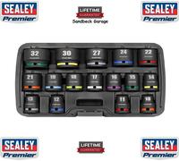 Sealey Premier 16 Piece 1/2in Drive 6pt Std Impact Socket Set Metric 10-32mm
