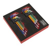 Sealey Premier 18 Piece Anti Slip Torx and Hex Key Set in Foam Module