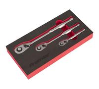 Sealey AK7933 3 Piece Pear-Head Ratchet Wrench Set with Flip Reverse
