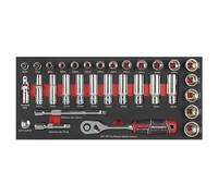 Sealey Premier 32 Piece 3/8in Drive Socket Set with EVA Tool Tray TBT41