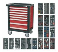 Sealey Premier 8 Drawer Roller Cabinet + 707 Piece Tool Kit Black / Red