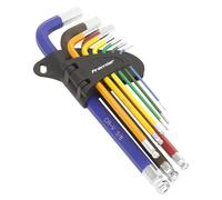 Sealey Premier 9pc Colour Coded Extra Long Ball End Hex Allen Key Set 1/16"-3/8"