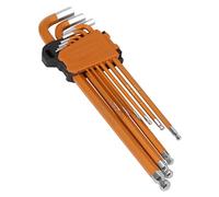 Sealey Premier Hex Key Set - Extra-Long Ball-End 9 Piece - Imperial