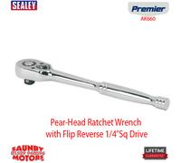 Sealey Premier AK660 1/4"Sq Pear Head Ratchet Handle Flip Reverse 140mm long