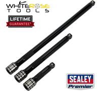 Sealey Premier Black 3pc 3/8" Drive Wobble Rigid Extension Bar Set Sockets