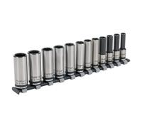 Sealey AK2744B Socket Set 12Pc 3/8inSq Drive Deep Lock-On™ 6Pt Metric - Black Series