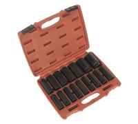 Sealey AK5816M 16 Piece 1/2" Square Drive Deep Metric Impact Socket Set 10-32mm