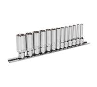 Sealey AK2747 Socket Set 13Pc 1/4inSq Drive Deep Lock-On™ 6Pt Metric