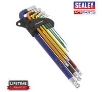 SEALEY AK7191 Ball-End Hex Key Set 9pc Colour-Coded Extra-Long Metric
