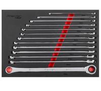 Premier Extra-Long Double Ring Ratchet/Fixed Spanner Set 13pc - AK63190