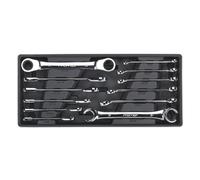 Sealey Tbt13 Tool Tray with Flare Nut and Ratchet Ring Spanner Set 12Pc