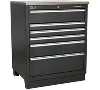 Sealey Premier Heavy Duty Modular Floor Cabinet 6 Door MSS System Black