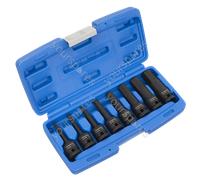 Sealey Premier Hex Impact Socket Bit Set 1/2"Sq Drive 8pc