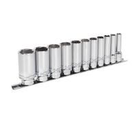Sealey AK2743 Imperial Deep Sockets with Lock-On™ Technology 3/8" Dr on Rail
