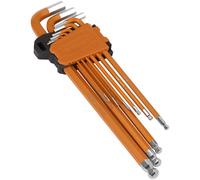 Sealey Premier Hex Key Set - Extra-Long Ball-End 9 Piece - Imperial