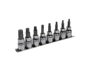 Sealey Premier Imperial Lock-On™ Hex Socket Bit Set 3/8"Sq Drive 8pc AK656